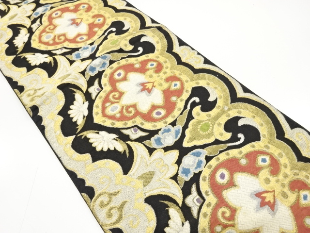 JAPANESE KIMONO / ANTIQUE FUKURO OBI / SILK / WOVEN FLORAL SARASA